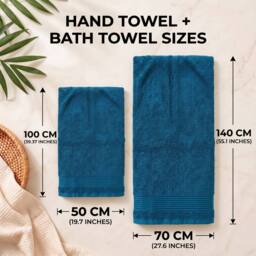 Grace Bedding Premium 500 GSM Cotton Bath & Hand Towels Set of 4 in Teal - thumbnail 2