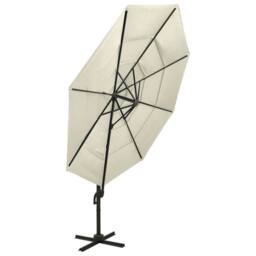 Berkfield Home 4-Tier Parasol with Aluminium Pole Sand 3x3 m in Beige - thumbnail 5