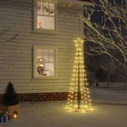 Berkfield Home White Christmas Cone Tree Warm White 108 LEDs 70x180 cm - thumbnail 2