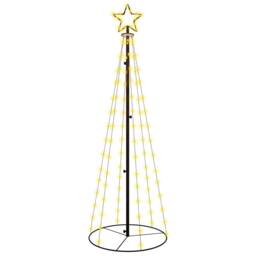 Berkfield Home White Christmas Cone Tree Warm White 108 LEDs 70x180 cm - thumbnail 3