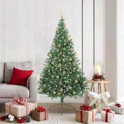 Berkfield Home Artificial Pre-lit Christmas Tree Green 180 cm PVC - thumbnail 1