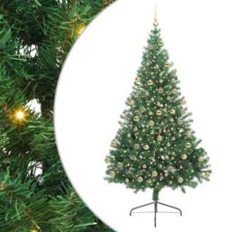 Berkfield Home Artificial Pre-lit Christmas Tree Green 180 cm PVC - thumbnail 2
