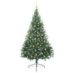 Berkfield Home Artificial Pre-lit Christmas Tree Green 180 cm PVC - thumbnail 4