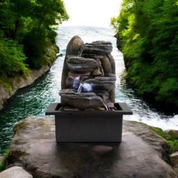 Minster Table-Top Water Fountain - L18 x W21 x H25 cm in Brown - Size: 1 Pack
