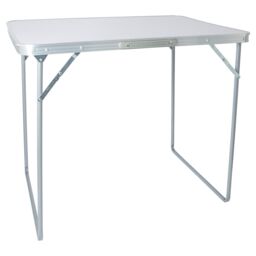 Harbour Housewares Folding Metal Camping Table - 80cm x 60cm in White - Size: 80 cm x 60 cm