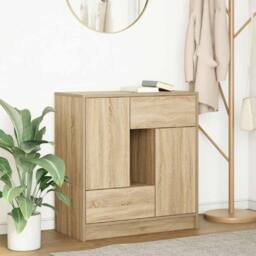Berkfield Home Sideboard with Drawers & Doors Sonoma Oak 70.5x34x74.5 cm in Brown - thumbnail 2