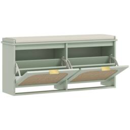 Wyld Haus Rika Light Green Boho Shoe Bench Cushioned Seat & 2 Flip Drawers - thumbnail 2