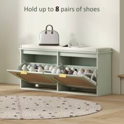 Wyld Haus Rika Light Green Boho Shoe Bench Cushioned Seat & 2 Flip Drawers - thumbnail 7