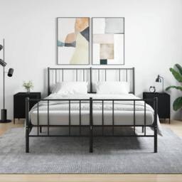 Berkfield Home Modern Bedside Cabinets 2 pcs Black 40x40x50 cm Engineered Wood - Size: 40 x 40 x 50 cm - thumbnail 2