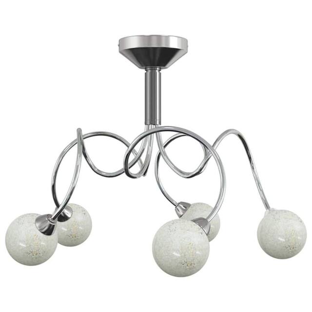 Berkfield Home Ceiling Lamp with Round Glass Shades for 5 G9 LED Lights in White - image 1