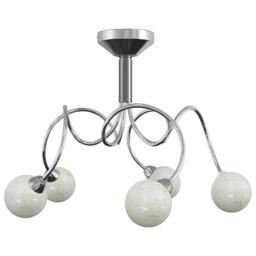 Berkfield Home Ceiling Lamp with Round Glass Shades for 5 G9 LED Lights in White
