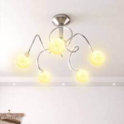 Berkfield Home Ceiling Lamp with Round Glass Shades for 5 G9 LED Lights in White - thumbnail 3