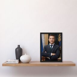 "Artery8 Ukraine President Volodymyr Zelensky Official Portrait Framed Wall Art in Dark Blue - Size: W12"" x H16""" - thumbnail 4