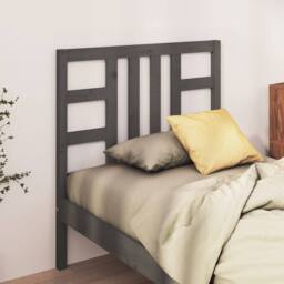 Berkfield Home Beautiful Bed Headboard Grey 106x4x100 cm Solid Wood Pine - Size: 106 x 4 x 100 cm - thumbnail 2