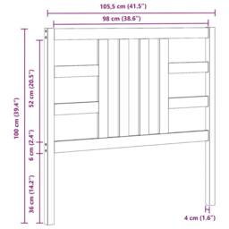 Berkfield Home Beautiful Bed Headboard Grey 106x4x100 cm Solid Wood Pine - Size: 106 x 4 x 100 cm - thumbnail 9