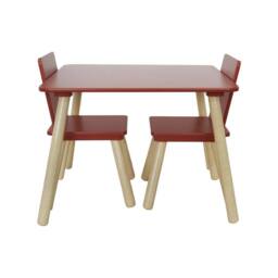 sweeek Children's square table with 2 chairs pine legs in Terracotta - thumbnail 5