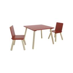 sweeek Children's square table with 2 chairs pine legs in Terracotta - thumbnail 2