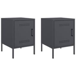 Berkfield Home Durable Bedside Cabinets 2 pcs Anthracite 36x39x50.5 cm Steel in Dark Grey - thumbnail 3