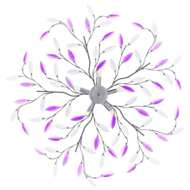 Berkfield Home Modern Ceiling Lamp with Acrylic Crystal Leaf Arms for 5 E14 Bulb in Purple - image 1