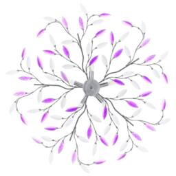 Berkfield Home Modern Ceiling Lamp with Acrylic Crystal Leaf Arms for 5 E14 Bulb in Purple