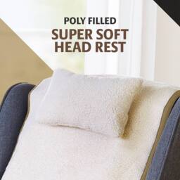 Coopers of Stortford Sherpa Fleece Armchair Cover with Adjustable Cushion & 3 Pockets in Beige - thumbnail 5