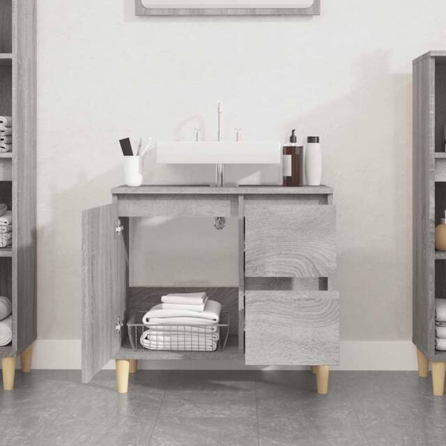 Berkfield Home Durable Bathroom Cabinet Grey Sonoma 65x33x60 cm Engineered Wood - Size: 65 x 33 x 60 cm - image 1