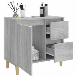 Berkfield Home Durable Bathroom Cabinet Grey Sonoma 65x33x60 cm Engineered Wood - Size: 65 x 33 x 60 cm - thumbnail 4