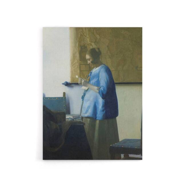 "Artery8 Johannes Vermeer Woman Reading A Letter Canvas Wall Art Print - Size: W18"" x H24""" - image 1