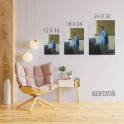 "Artery8 Johannes Vermeer Woman Reading A Letter Canvas Wall Art Print - Size: W18"" x H24""" - thumbnail 4