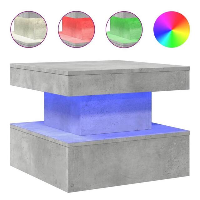 Berkfield Home Coffee Table with LED Lights Concrete Grey 50x50x40 cm - Size: 50 x 50 x 40 cm - image 1