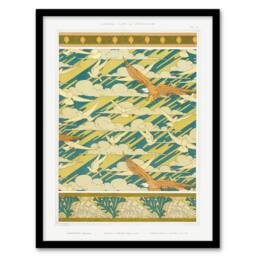 Artery8 Maurice Pillard Verneuil Framed Wall Art Eagles Doves & Sea Shell Patterns in Green - Size: A4 - thumbnail 1