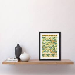 Artery8 Maurice Pillard Verneuil Framed Wall Art Eagles Doves & Sea Shell Patterns in Green - Size: A4 - thumbnail 2