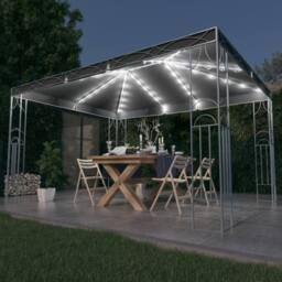 Berkfield Home Gazebo with LED String Lights 400x300 cm Anthracite in Dark Grey - thumbnail 2