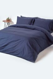 Homescapes Egyptian Cotton Fitted Sheet 12 inch 200 Thread Count in Navy - Size: Single Fitted - thumbnail 4