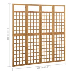 Berkfield Home 4-Panel Room Divider/Trellis Solid Fir Wood 161x180 cm in Brown - thumbnail 6