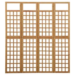 Berkfield Home 4-Panel Room Divider/Trellis Solid Fir Wood 161x180 cm in Brown - thumbnail 2