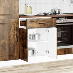 Berkfield Home Kitchen Base Cabinet¬†Porto Smoked Oak Engineered Wood in Brown - thumbnail 3