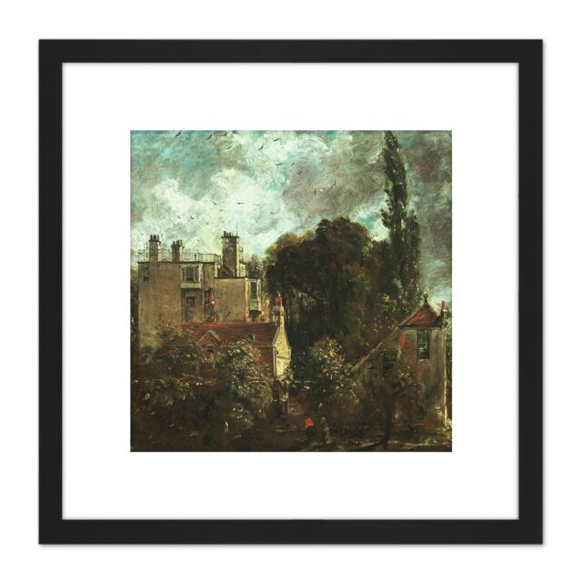 Artery8 John Constable The Grove Or The Admirals House In Hampstead 8X8 Inch Square Wooden Framed Wall Art Print Picture with Mount in Black - image 1