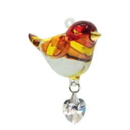 Wild Things Pretty Little Bird Glass Hanging Ornament Goldfinch in Gold