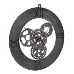 IH Design Large Industrial Style Metal Wall Clock - Room Hanging Clock in Grey - thumbnail 2