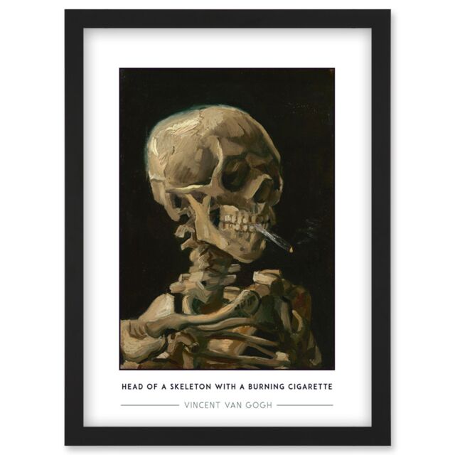 Artery8 Vincent Van Gogh Head Of A Skeleton With A Burning Cigarette Painting Artwork Framed Wall Art Print A4 in Black - image 1
