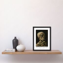 Artery8 Vincent Van Gogh Head Of A Skeleton With A Burning Cigarette Painting Artwork Framed Wall Art Print A4 in Black - thumbnail 2
