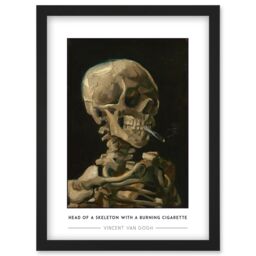 Artery8 Vincent Van Gogh Head Of A Skeleton With A Burning Cigarette Painting Artwork Framed Wall Art Print A4 in Black - thumbnail 1