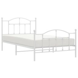 Berkfield Home Metal Bed Frame with Headboard & Footboard White 100x200 cm - thumbnail 3