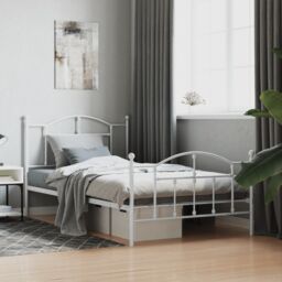 Berkfield Home Metal Bed Frame with Headboard & Footboard White 100x200 cm - thumbnail 1