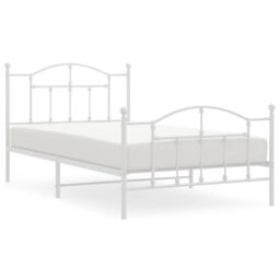 Berkfield Home Metal Bed Frame with Headboard & Footboard White 100x200 cm - thumbnail 2