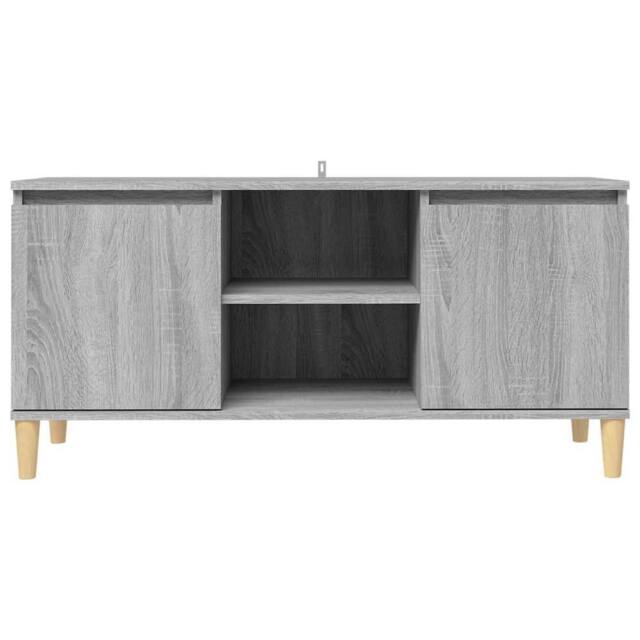 Berkfield Home TV Cabinet with Solid Wood Legs Grey Sonoma 103.5x35x50 cm - image 1