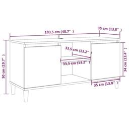 Berkfield Home TV Cabinet with Solid Wood Legs Grey Sonoma 103.5x35x50 cm - thumbnail 8
