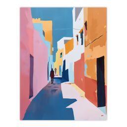 "Artery8 Pastel Colour Morocco Abstract Casablanca Street Wall Art Print - Size: W24"" x H32""" - thumbnail 1