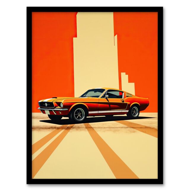 Wee Blue Coo Wall Art Print Wall Cracks Orange Sports Motor Car Living Room Framed - Size: A4 - image 1